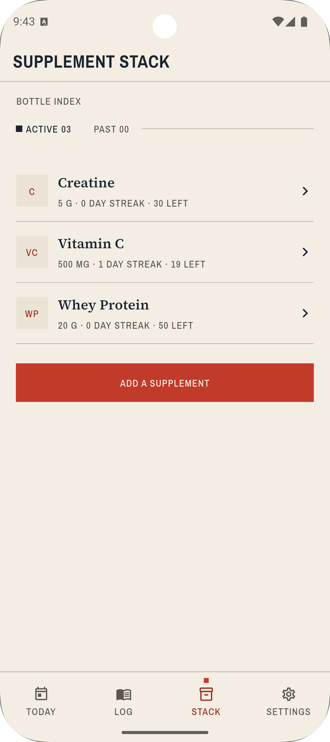 Add supplement form